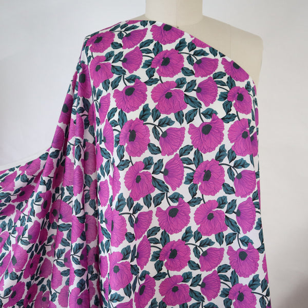 Artlux ~ 'Poppy Dance Fuchsia | Large' Luxury Cotton Lawn ~ Made in Italy